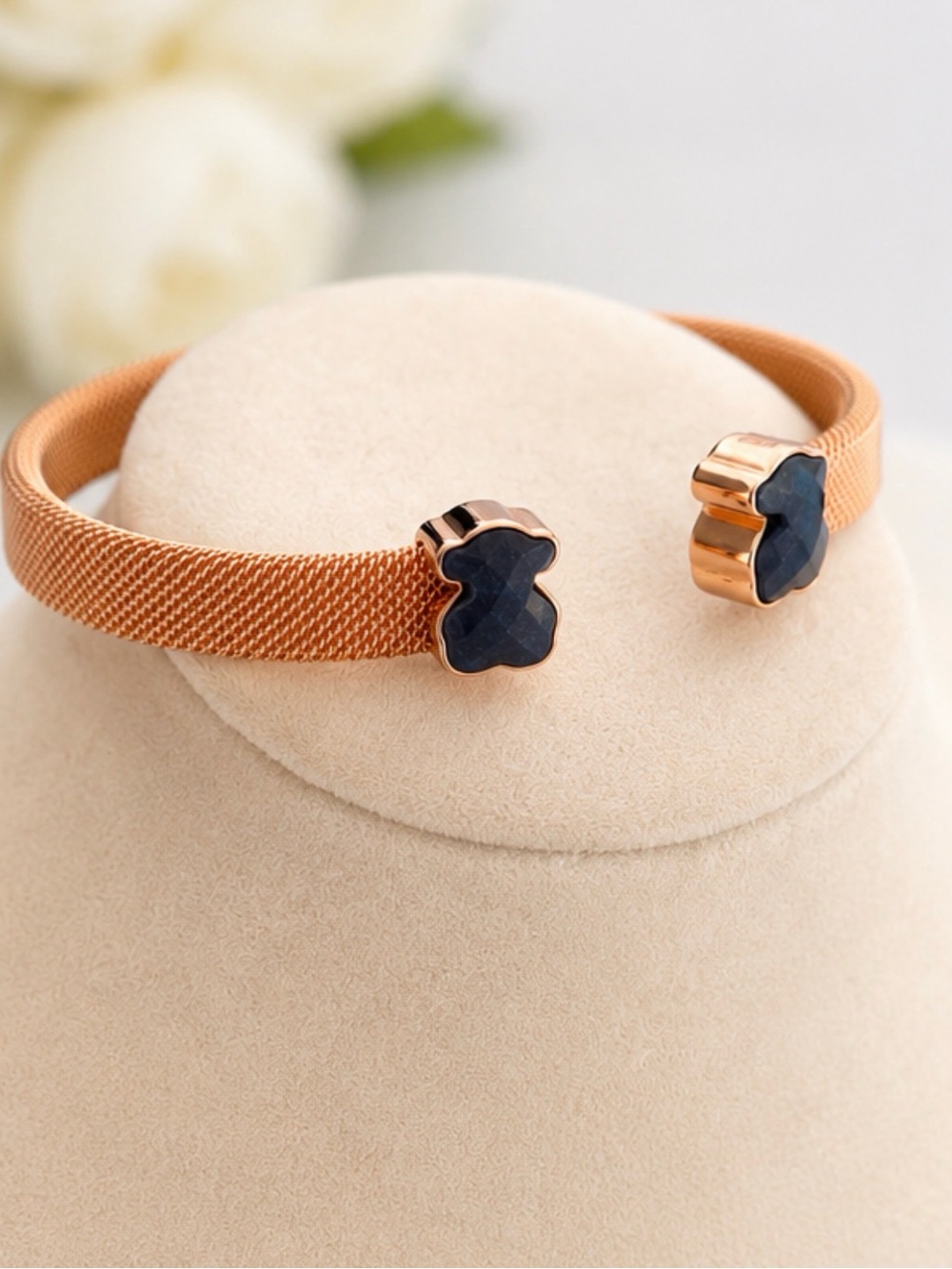 Tous rose gold mesh cuff bracelet